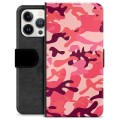 iPhone 13 Pro Premium Flip Cover med Pung - Pink Camouflage