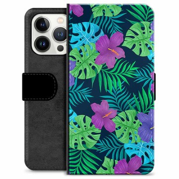 iPhone 13 Pro Premium Flip Cover med Pung - Tropiske Blomster