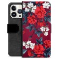iPhone 13 Pro Premium Flip Cover med Pung - Vintage Blomster