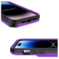 iPhone 14 Pro Hybrid Cover med Spejl og Kortholder - Lilla