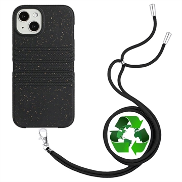 String Series iPhone 14 Biologisk Nedbrydeligt Cover med Strap - Sort