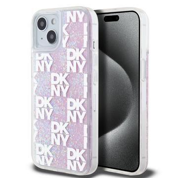 iPhone 15 DKNY Liquid Glitter Ternet Mønster Cover