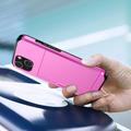 iPhone 15 Hybrid Cover med Glidekortholder - Pink