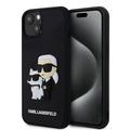 iPhone 15 Karl Lagerfeld 3D-gummi Karl & Choupette NFT-etui - sort