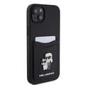 iPhone 15 Karl Lagerfeld Saffiano etui med kortlomme i metal Karl & Choupette - sort