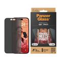 iPhone 15 PanzerGlass Ultra-Wide Fit Privacy EasyAligner Skærmbeskyttelse Hærdet Glas - Sort Kant