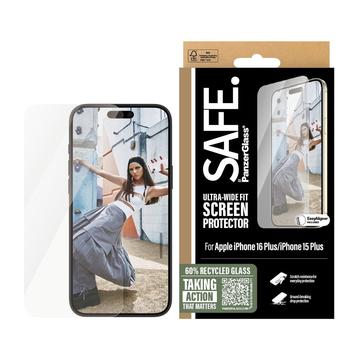 iPhone 15 Plus/16 Plus PanzerGlass Safe Ultra-Wide Fit Skærmbeskyttelse Hærdet Glas - 9H - Klar