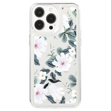 iPhone 15 Pro Fashion TPU Cover - hvide blomster