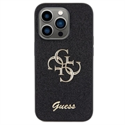 iPhone 15 Pro Guess Fixed Glitter 4G Metal Logo Cover - Sort