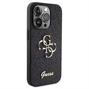 iPhone 15 Pro Guess Fixed Glitter 4G Metal Logo Cover - Sort