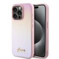 iPhone 15 Pro Guess Iridescent Metal Script Hybrid Cover - Pink