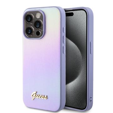 iPhone 15 Pro Guess Iridescent Metal Script Hybrid Cover - Lilla