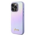 iPhone 15 Pro Guess Iridescent Metal Script Hybrid Cover - Lilla