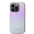 iPhone 15 Pro Guess Iridescent Metal Script Hybrid Cover - Lilla