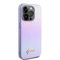 iPhone 15 Pro Guess Iridescent Metal Script Hybrid Cover - Lilla