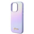 iPhone 15 Pro Guess Iridescent Metal Script Hybrid Cover - Lilla