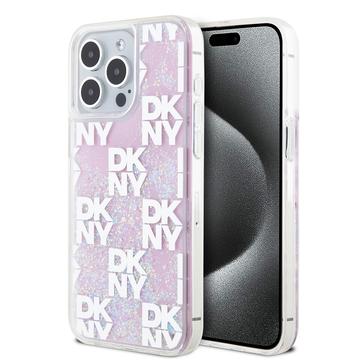 iPhone 15 Pro Max DKNY Liquid Glitter Checkered Pattern Cover - Pink