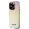 iPhone 15 Pro Max Guess Iridescent Metal Script Hybrid Cover - Guld
