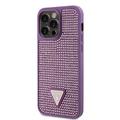 iPhone 15 Pro Max Guess Rhinestones Triangle Metal Logo Cover - Lilla