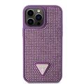 iPhone 15 Pro Max Guess Rhinestones Triangle Metal Logo Cover - Lilla