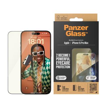 iPhone 15 Pro Max PanzerGlass EyeCare Ultra-Wide Fit EasyAligner Skærmbeskyttelse Hærdet Glas - Sort kant