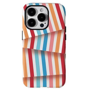 iPhone 15 Pro Max Striber aftageligt 2-i-1 hybrid cover - regnbuefarvet