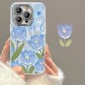 iPhone 15 Pro Max TPU Cover med tulipanmønster - blå