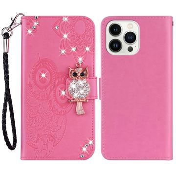 iPhone 15 Pro Ugle Rhinsten Pung - Hot Pink