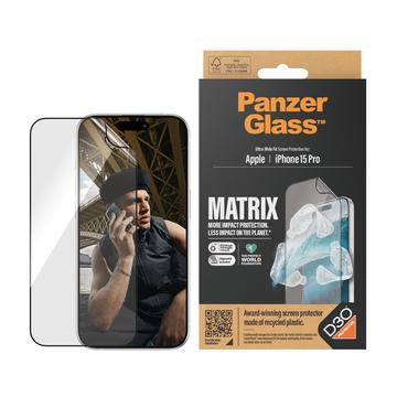 iPhone 15 Pro PanzerGlass Matrix D3O UWF skærmbeskytter m. AlignerKit - Sort kant