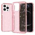 iPhone 15 Pro Stylish Glitter Series Hybrid Cover - Pink