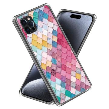 iPhone 15 Pro Stilfuld Ultra-Slim TPU Cover - Regnbue Rhombus