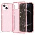 iPhone 15 Stylish Glitter Series Hybrid Cover - Pink