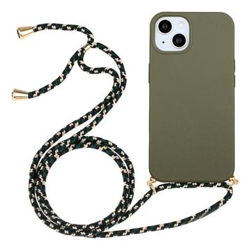 iPhone 15 TPU Cover med Nøglesnor - Army Grøn