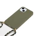 iPhone 15 TPU Cover med Nøglesnor - Army Grøn