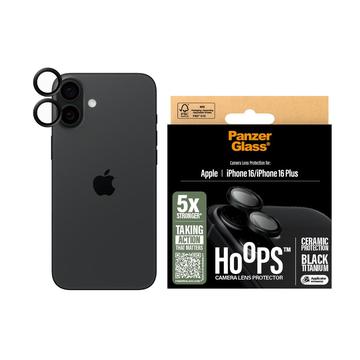 iPhone 16/16 Plus PanzerGlass Hoops keramisk kameralinsebeskytter - sort