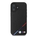 iPhone 16 BMW M Carbon Tricolor Line Cover - MagSafe-kompatibel - Sort