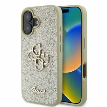 iPhone 16 Guess Fixed Glitter 4G Metal Logo Cover