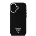 iPhone 16 Guess Grained Triangle Logo Cover - MagSafe-kompatibel - Sort