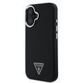 iPhone 16 Guess Grained Triangle Logo Cover - MagSafe-kompatibel - Sort