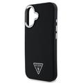 iPhone 16 Guess Grained Triangle Logo Cover - MagSafe-kompatibel - Sort