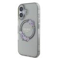 iPhone 16 Guess IML Flowers Wreath Cover - MagSafe-kompatibel - sort