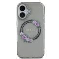 iPhone 16 Guess IML Flowers Wreath Cover - MagSafe-kompatibel - sort