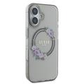 iPhone 16 Guess IML Flowers Wreath Cover - MagSafe-kompatibel - sort