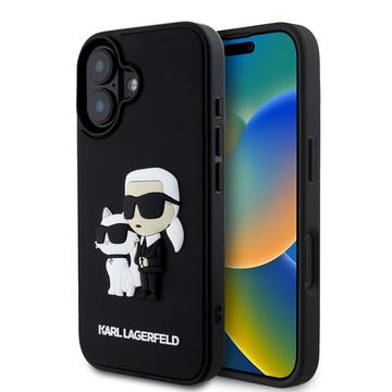 iPhone 16 Karl Lagerfeld 3D Rubber Karl & Choupette NFT Cover - sort