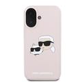 iPhone 16 Karl Lagerfeld Double Heads MagSafe cover i flydende silikone - Pink