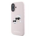 iPhone 16 Karl Lagerfeld Double Heads MagSafe cover i flydende silikone - Pink