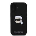 iPhone 16 Karl Lagerfeld Karl Head MagSafe cover i flydende silikone - Sort