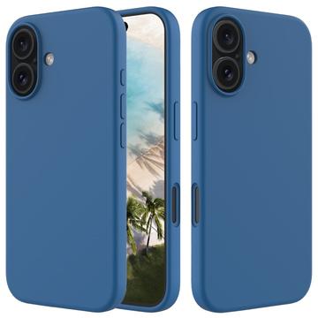 iPhone 16 Liquid Silikone Cover med Strop - Blå