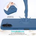 iPhone 16 Liquid Silikone Cover med Strop - Blå