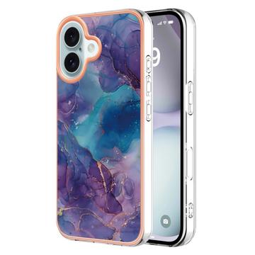 iPhone 16 Marmormønster Galvaniseret IMD TPU Cover